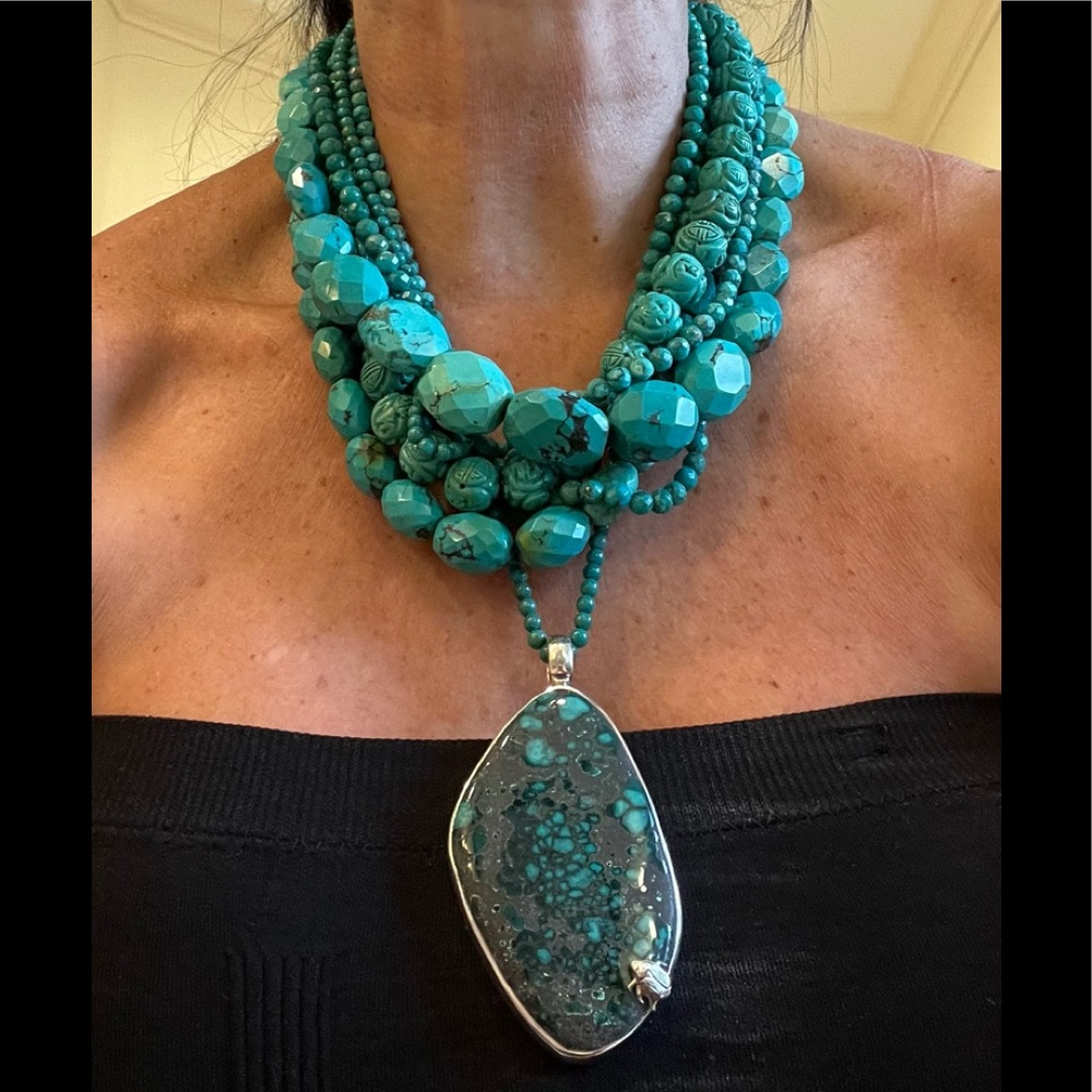 Stephen Dweck One-of-a-Kind, Personalized, Signed, Turquoise & Sterling Necklace - Picture 1 of 16